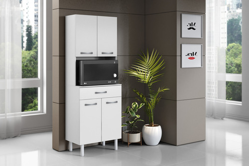 Armário Cozinha Carla 4 Portas 1 Gaveta Multiuso Branco - Shark Moveis