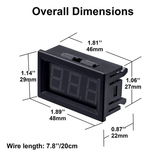 Voltimetro Digital Mini Panel Dc 0v-100v P/empotrar