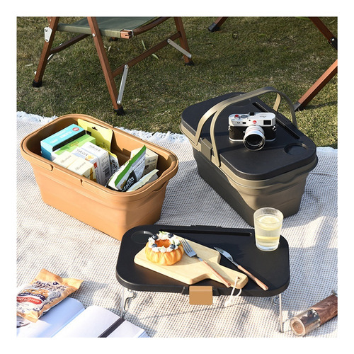 Cesta De Picnic Plegable Para Acampar Con Mesa Tipo Bandeja
