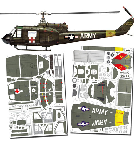 Bell Uh-1 Vietnam Medevac Papercraft