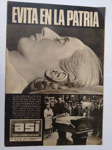 Revista Asi Evita En La Patria Eva Peron 1974 Nº 961