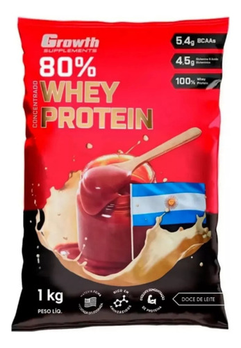 Whey Concentrado 80% Whey Protein - Growth Supplements Sabor Doce de leite