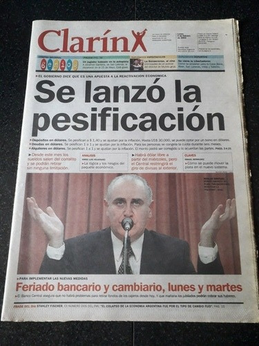 Diario Clarín 4/2 2002 Crisis 2001 Pesificacion Remes Dólar 