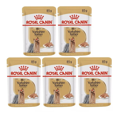 Kit 5 Unidades Ração Sachê Yorkshire Adult 85g Royal Canin