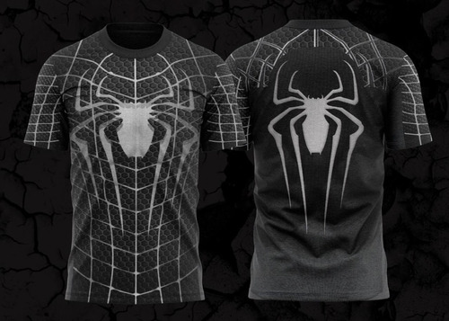 Imagem 3 de 4 de Homem Aranha Black - Camiseta Adulto - Tecido Dryfit
