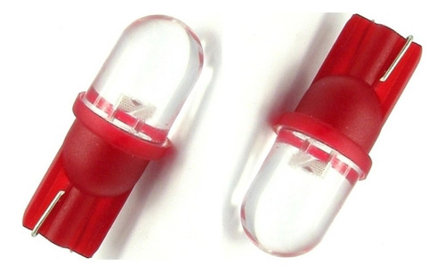 2 Lámparas Led Alto Brillo T10 W5w Convexo Rojo