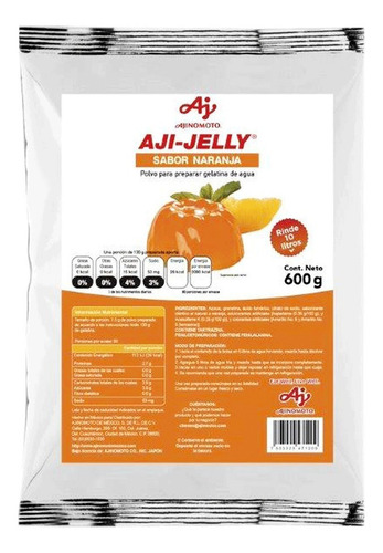 Polvo Para Preparar Gelatina De Naranja, Aji-jelly, 600 G