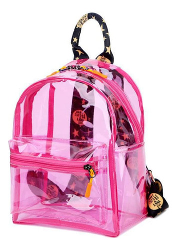 Mochila Transparente Chica Impermeable - Rosa