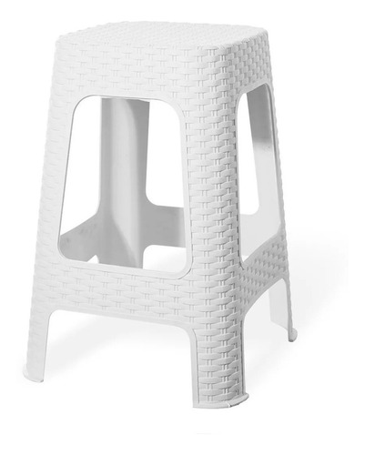 Banqueta Banquito Apilable Símil Ratan Plástico Babymovil Color Blanco