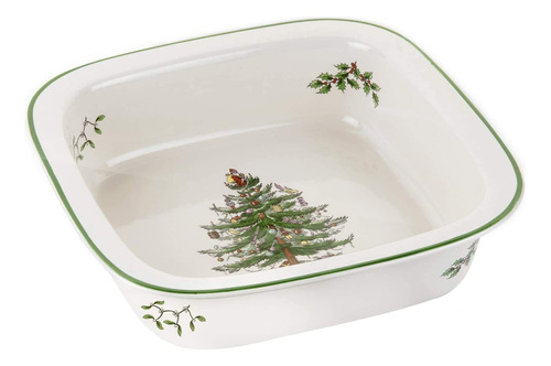 Spode Arbol Navidad Plato Cuadrado Para Panadero 10.0 In