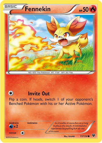 Cartas Pokemon Fennekin 11/124 Xy Fates Collide Fco