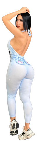 Enterizo Deportivo Estamp Mezcilla Halter Escot Espda Pushup