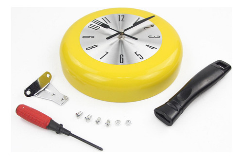 Reloj De Pared Colgante Cocina Reloj De Metal Amarillo