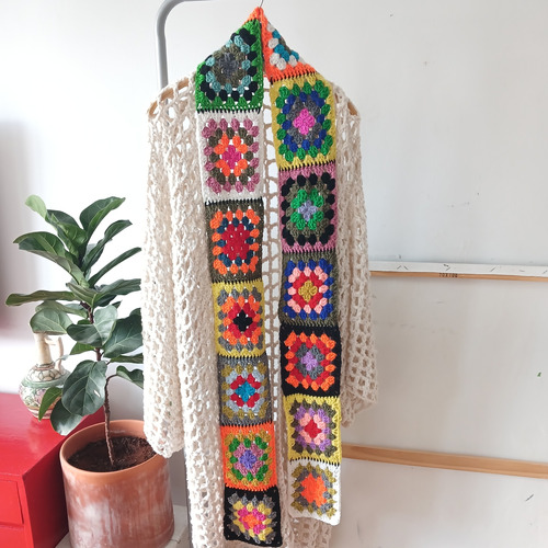 Bufanda Tejida A Mano Granny Color Patchwork Crochet 