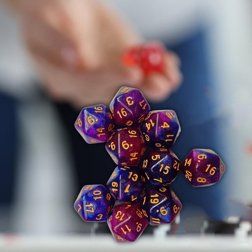 3 Juego De Dados De 10 Uds. De Colores Dobles Azul Púrpura