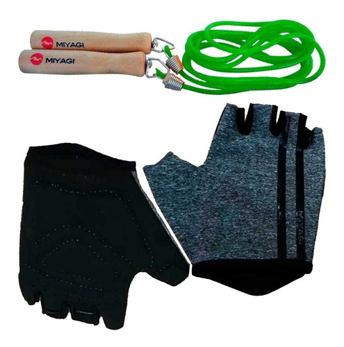 Kit Guantes De Ejercicio + Lazo Para Saltar Miyagi