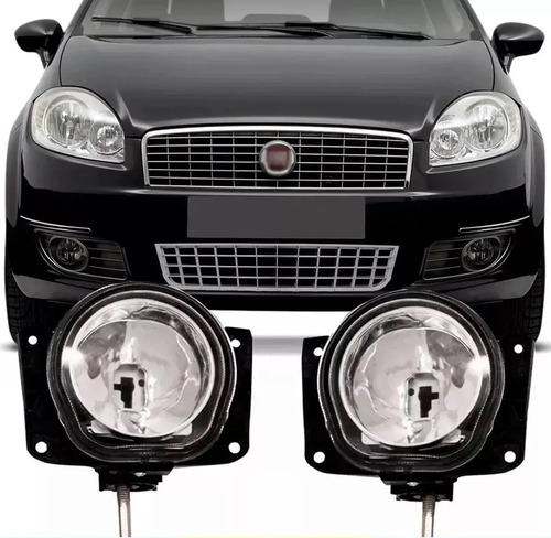 Juego Faros Auxiliar Antiniebla P/ Fiat Linea Con Soportes