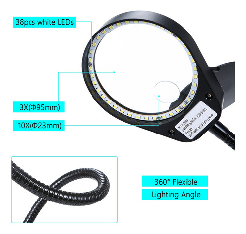 Lupa Com Lâmpada Para Bancada De Trabalho Light Bright Flexí
