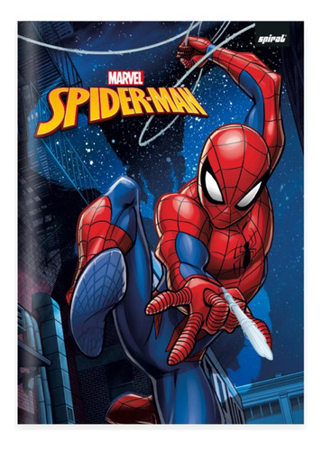 Caderno Escolar Brochura Capa Dura Grande Homem Aranha 80fls Cor Azul