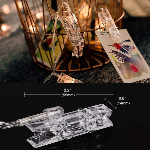 Imagen 2 de 6 de Led Photo Clip String Lights Battery Operated Fairy String L