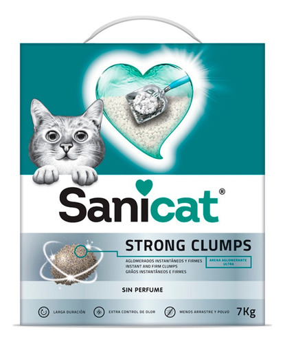 Arena Sanitaria Aglomerante Para Gatos Sanicat Strong 7kg