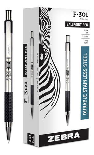 Lapiceras Ballpoint Zebra Set 12 U Black