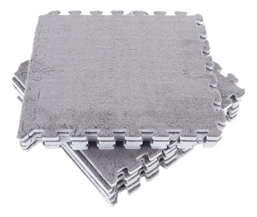 Alfombra Entrelazada De Espuma De Felpa Gris, 10 Unidades, S