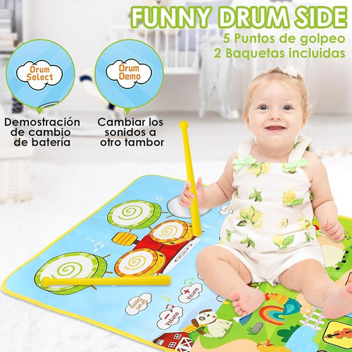 Piano Musical Para Niños 2-en-1 Con Tambor