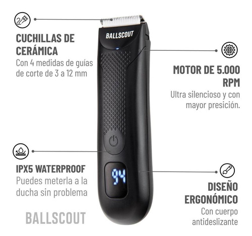 Imagen 7 de 10 de Afeitadora Ballscout Smooth Resistente Al Agua Kit Accesorio