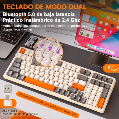 Teclado mecánico K96 100 teclas Teclado de jugador compatible con Bluetooth  Teclado silencioso USB / tipo C para computadora portátil para PC