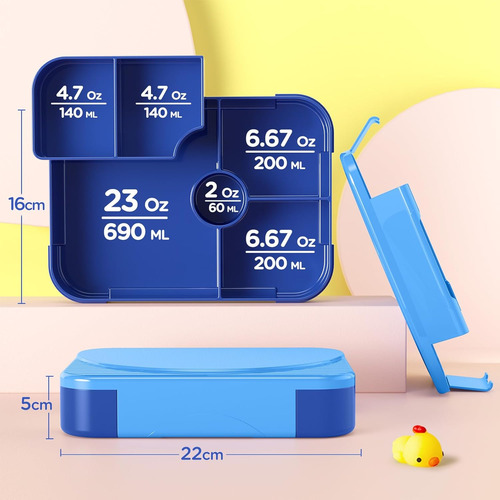 Caja Bento Para Niños - Fugas A Prueba, 6 Compartimentos, Bp