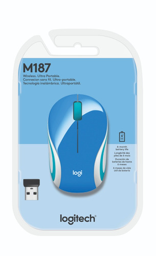Logitech Mouse M187 Wireless Mini Mouse Refresh Blue