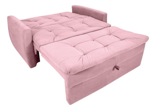 Sofá Cama Meg 2 Lugares Veludo Turkey Rosa Matrix
