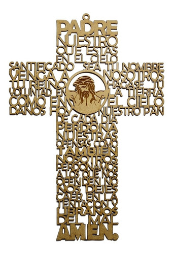 Imagen 1 de 3 de Cruz Padre Nuestro Para Colgar/ Mdf 3mm