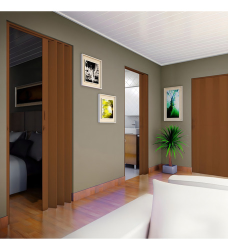 Porta Sanfonada Pvc Polifort 210cmx80cm Mogno D Cor Madeira