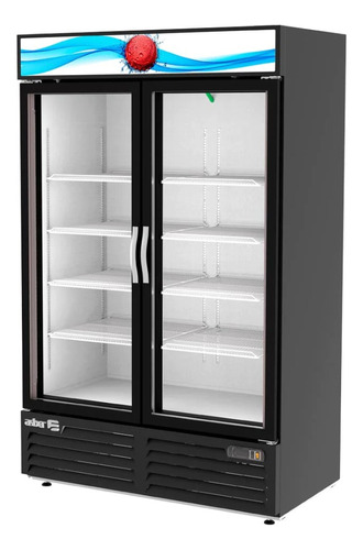 Refrigerador 2 Puertas Cristal Vinil Negro Asber Armd-37 Hc