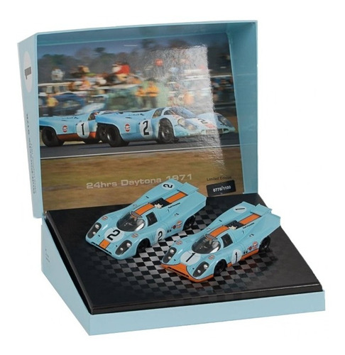 Autorama Nsr Set C/ 2 Carros Porsche 917k Gulf 24h Daytona