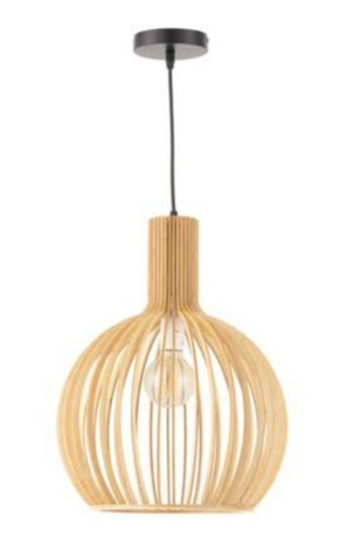 Lámpara Colgante Jaula De Madera + Lámpara Led Incluido