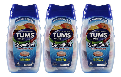 Tums Smoothies Extra Strength 750, Surtido De Frutas, 60 Com