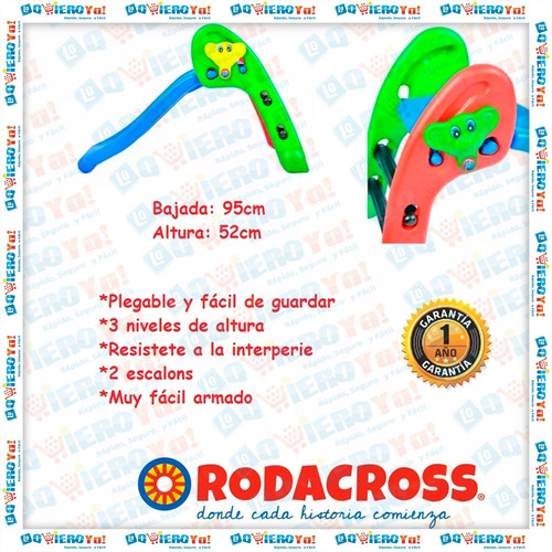 Imagen 6 de 10 de Tobogan Osito Junior Plegable 2 Escalones Rodacross + Cuotas