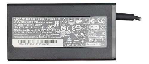 Cargador Para Acer 19v 3.42a 65w Punta 5.5x1.7mm A11-065n1a