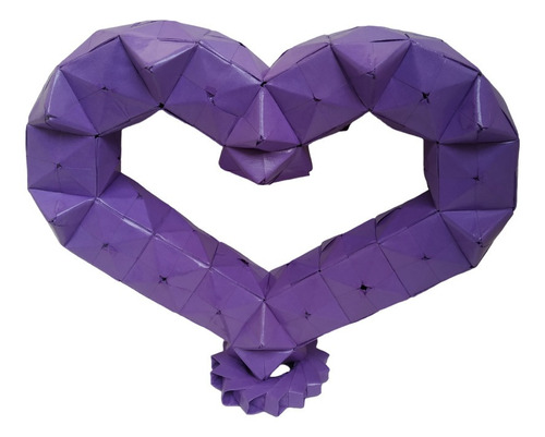 Figura Origami Modular. Modelo Corazon Violeta Porcelanizado