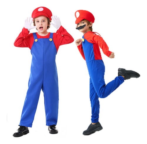 Disfraz Super Mario Bros Para Niños Cosplay Superhero Con Sombrero