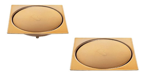 Kit 2 Ralos Click De Aço Inox Dourado Gold 10cmx10cm 