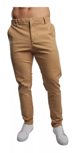 Expresión de becerro Pantalon Casual Para Hombre De Gabardina Stretch Color Beige