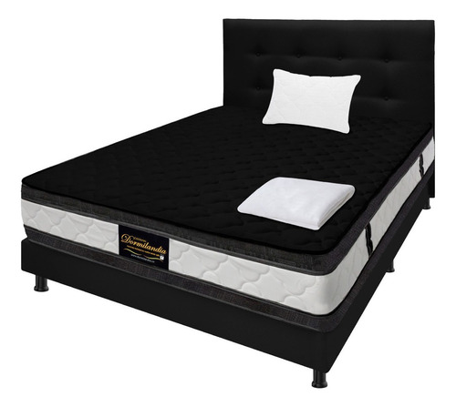 Colchón Sencillo De Resortes Dormilandia Smg-marsh-negro-100 Negro - 100cm X 190cm X 28cm Con Doble American Pillow