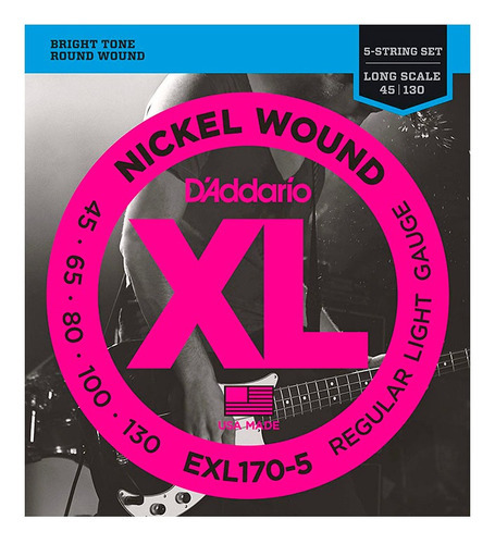 Cuerdas para contrabajo D'addario Exl170-5 5c 45/130