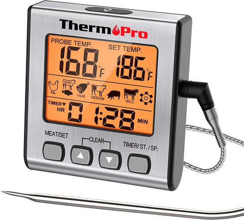 Termómetro Digital Con Sonda Acero Inox Thermopro Tp16s