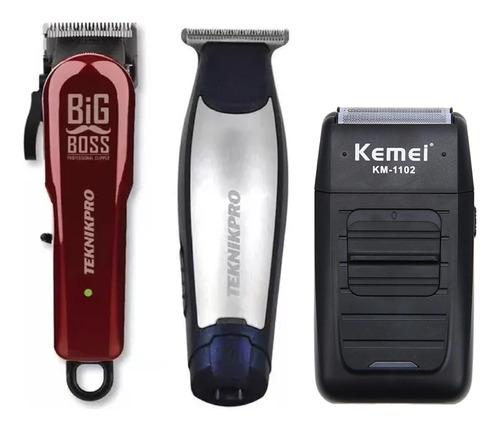 Kit Aprendiz Teknikpro Maquina De Corte + Patillera + Shaver