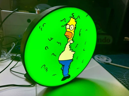 Cartel Cuadro Luminoso Led Homero Arbusto Negro